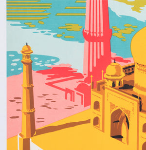 India 1957 Travel Advertising Poster - detail