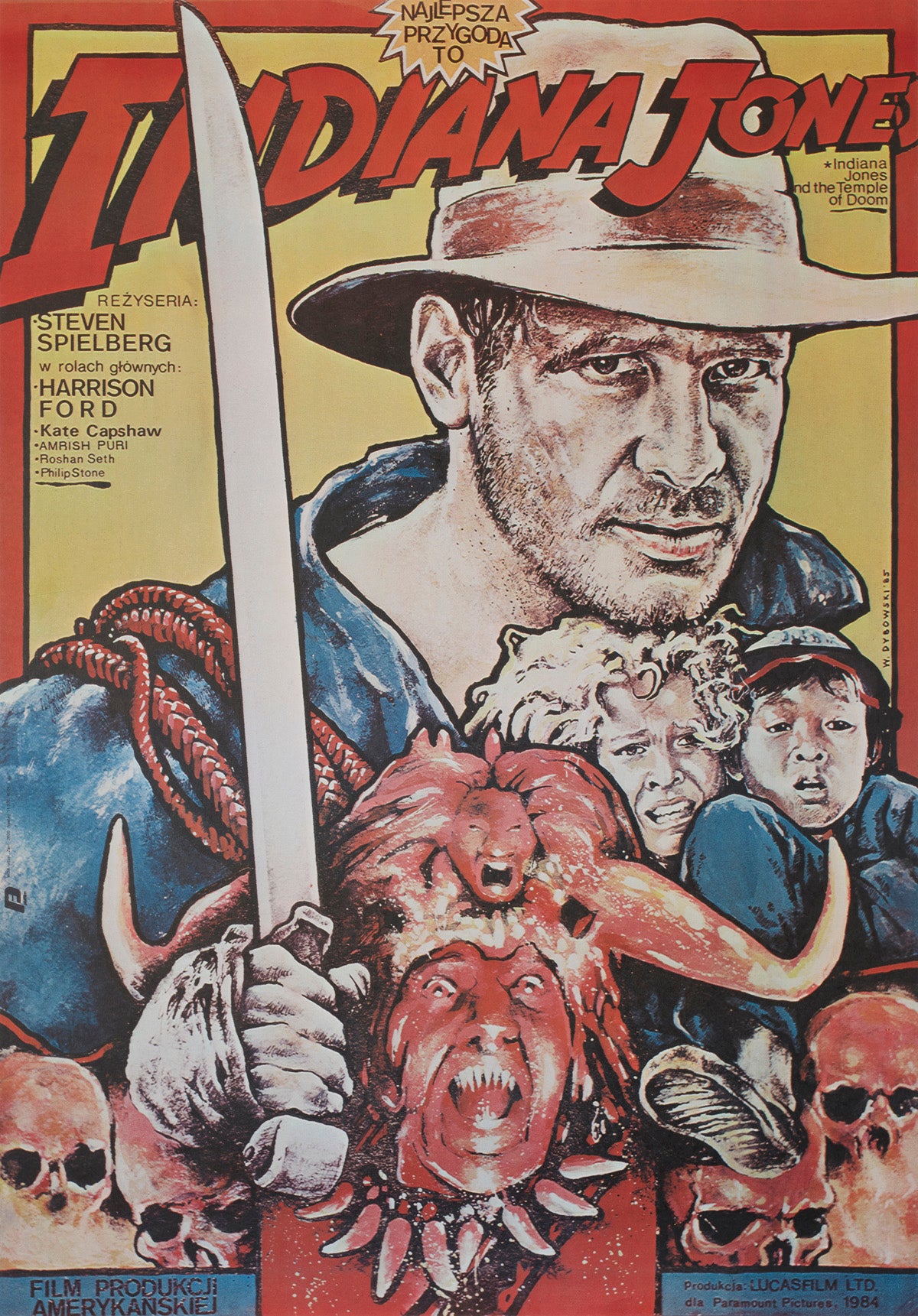 Indiana Jones and the Temple of Doom 1985 Polish B1 Film Poster Witold Dybowski