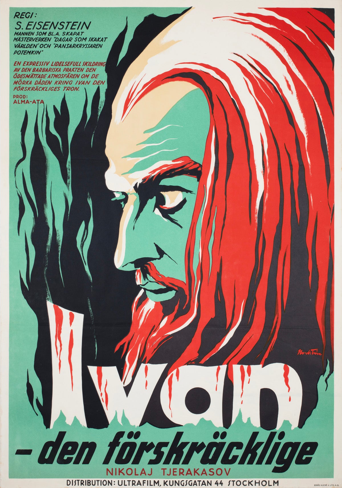 Ivan the Terrible 1945 Swedish Film Poster Nils Levin