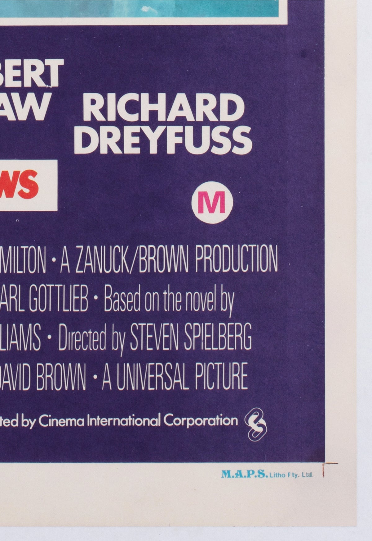 Jaws 1975 Australian Daybill Film Movie Poster Roger Kastel - detail 