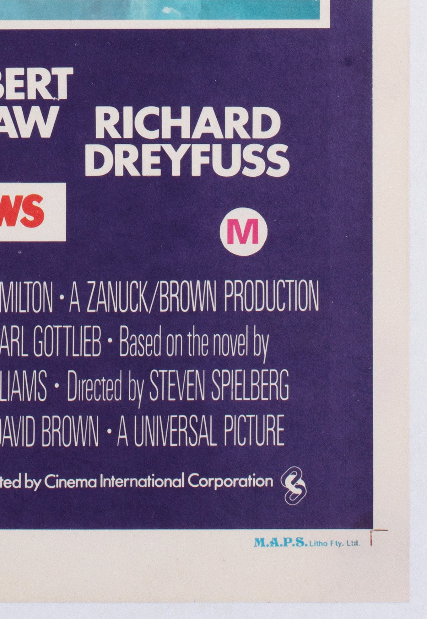 Jaws 1975 Australian Daybill Film Movie Poster Roger Kastel - detail 