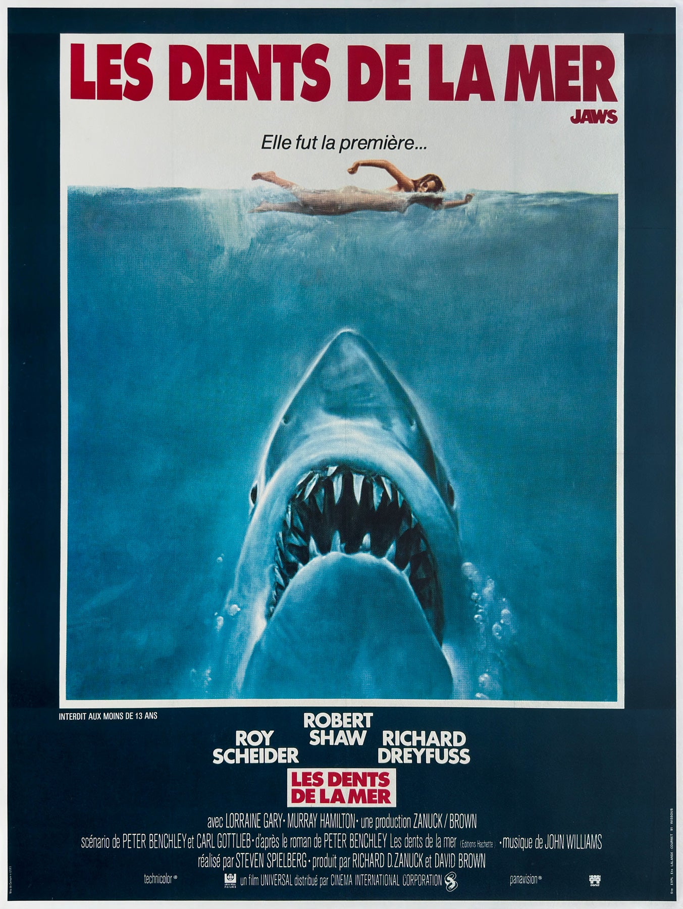 Jaws 1975 French Grande Film Movie Poster, Roger Kastel