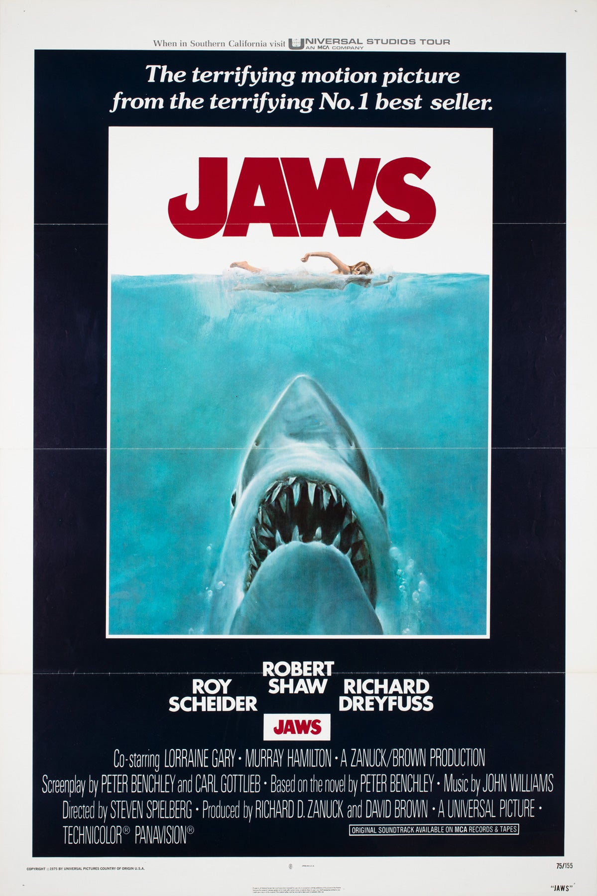 Jaws 1975 US 1 Sheet Film Movie Poster, Roger Kastel