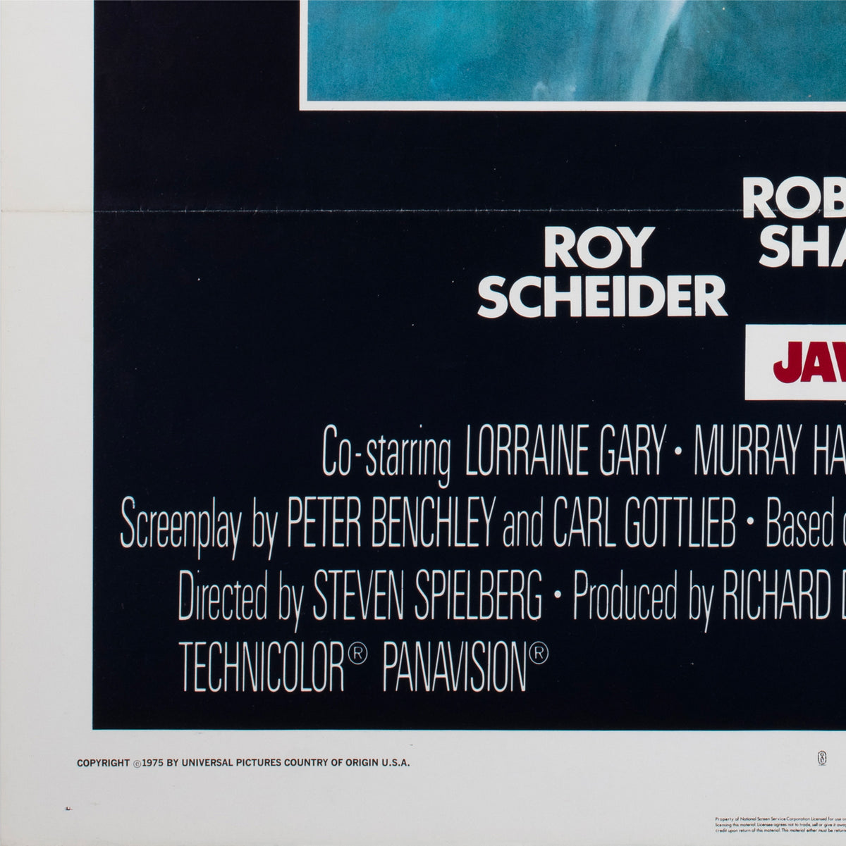 Jaws 1975 US 1 Sheet Film Movie Poster, Roger Kastel - detail