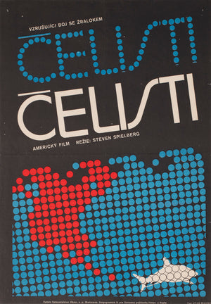 Jaws 1976 Czech A3 Film Movie Poster, Olga Fischerova