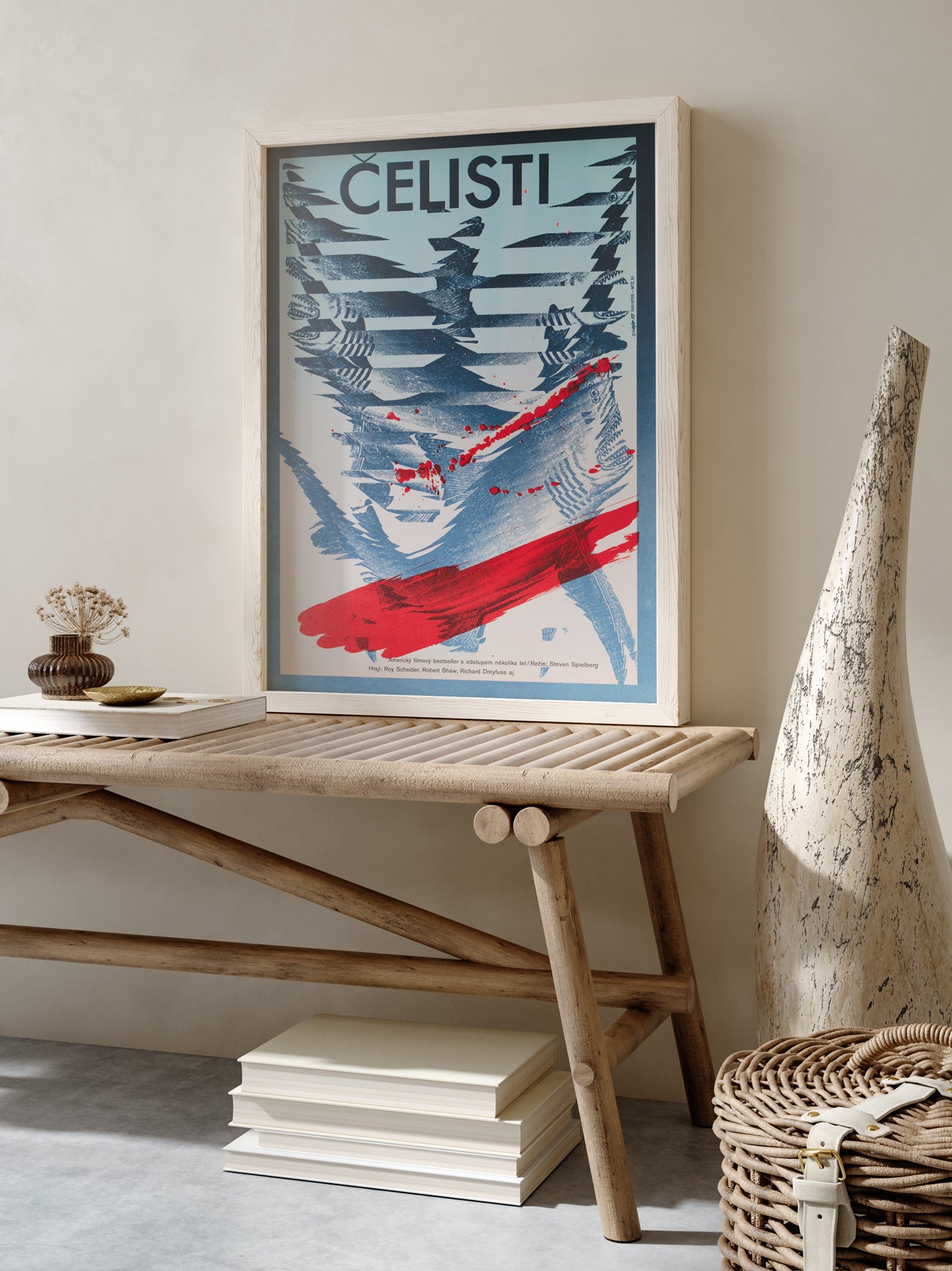 Jaws R1987 Czech A3 Film Movie Poster, Zdenek Ziegler