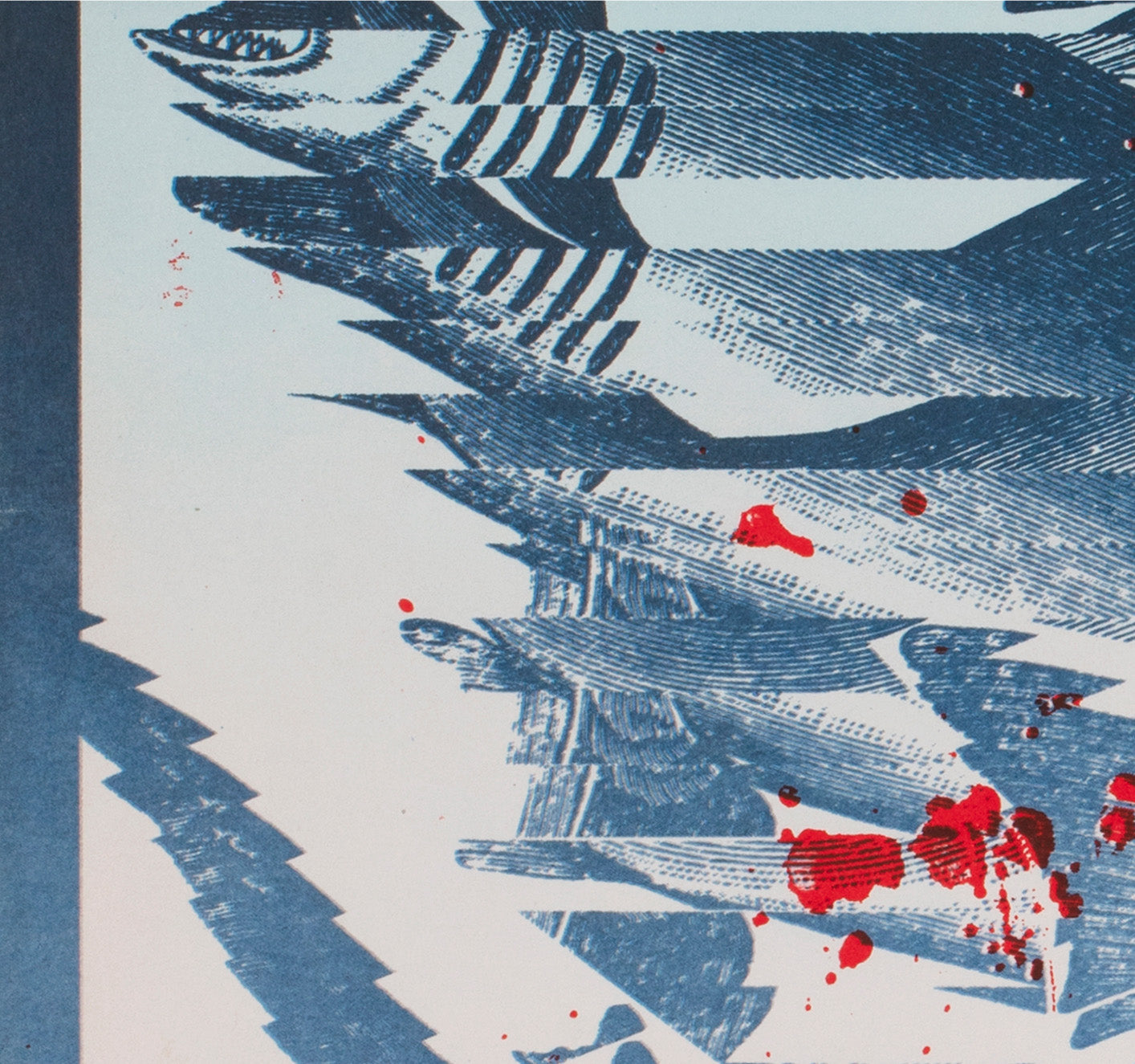 Jaws R1987 Czech A3 Film Movie Poster, Zdenek Ziegler - detail