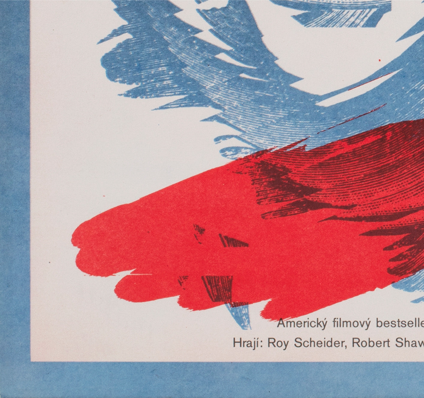 Jaws R1987 Czech A3 Film Movie Poster, Zdenek Ziegler - detail