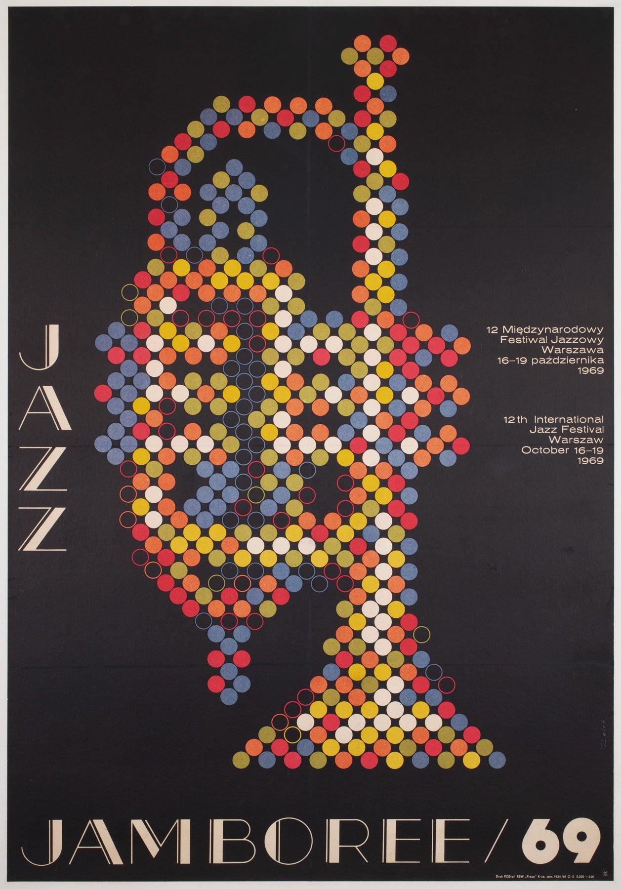 Jazz Jamboree festival 1969 Advertising Poster, Bronislaw Zelek