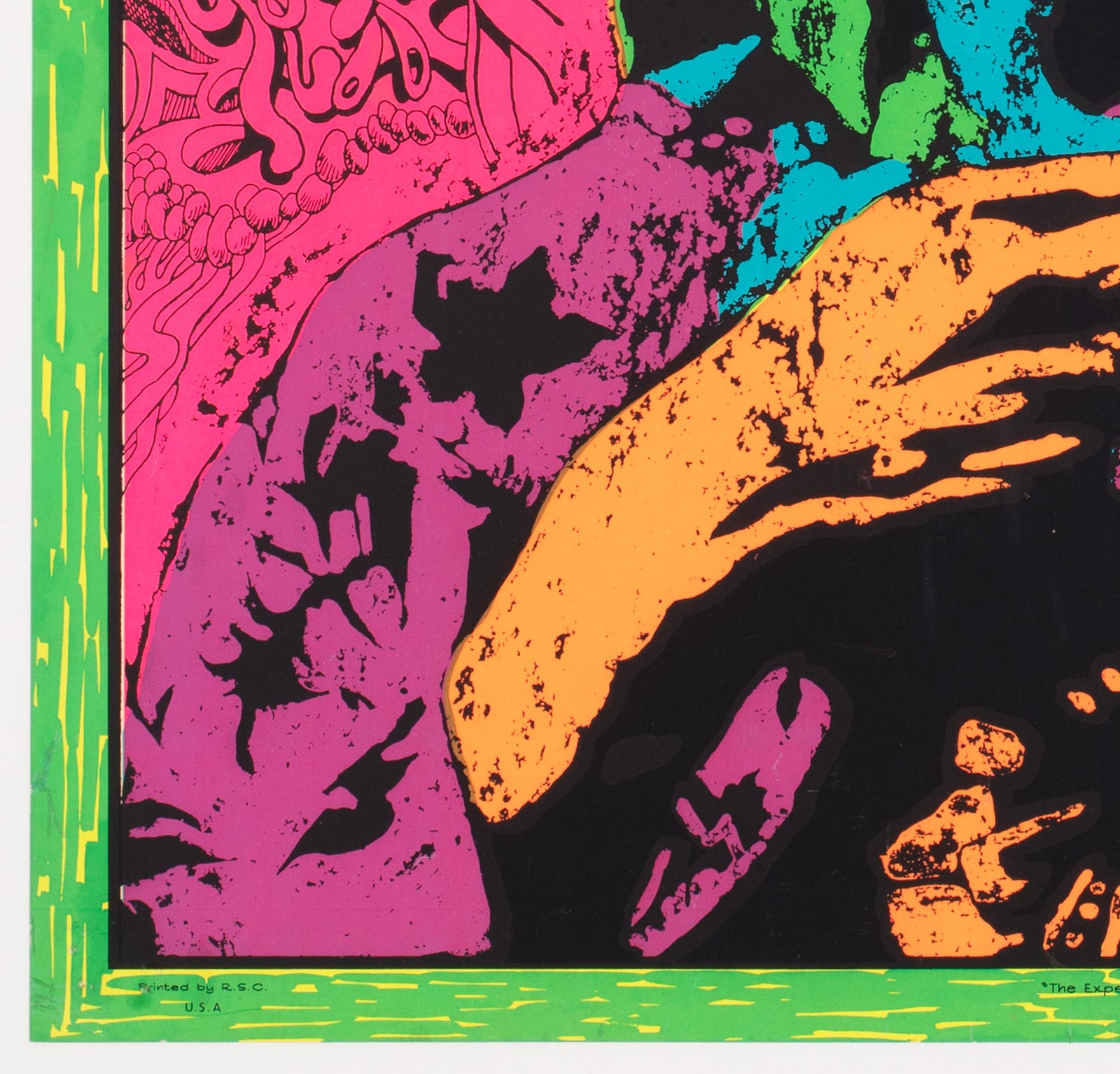 Jimi Hendrix 1960s Blacklight Poster, Joe Roberts Jr - detail
