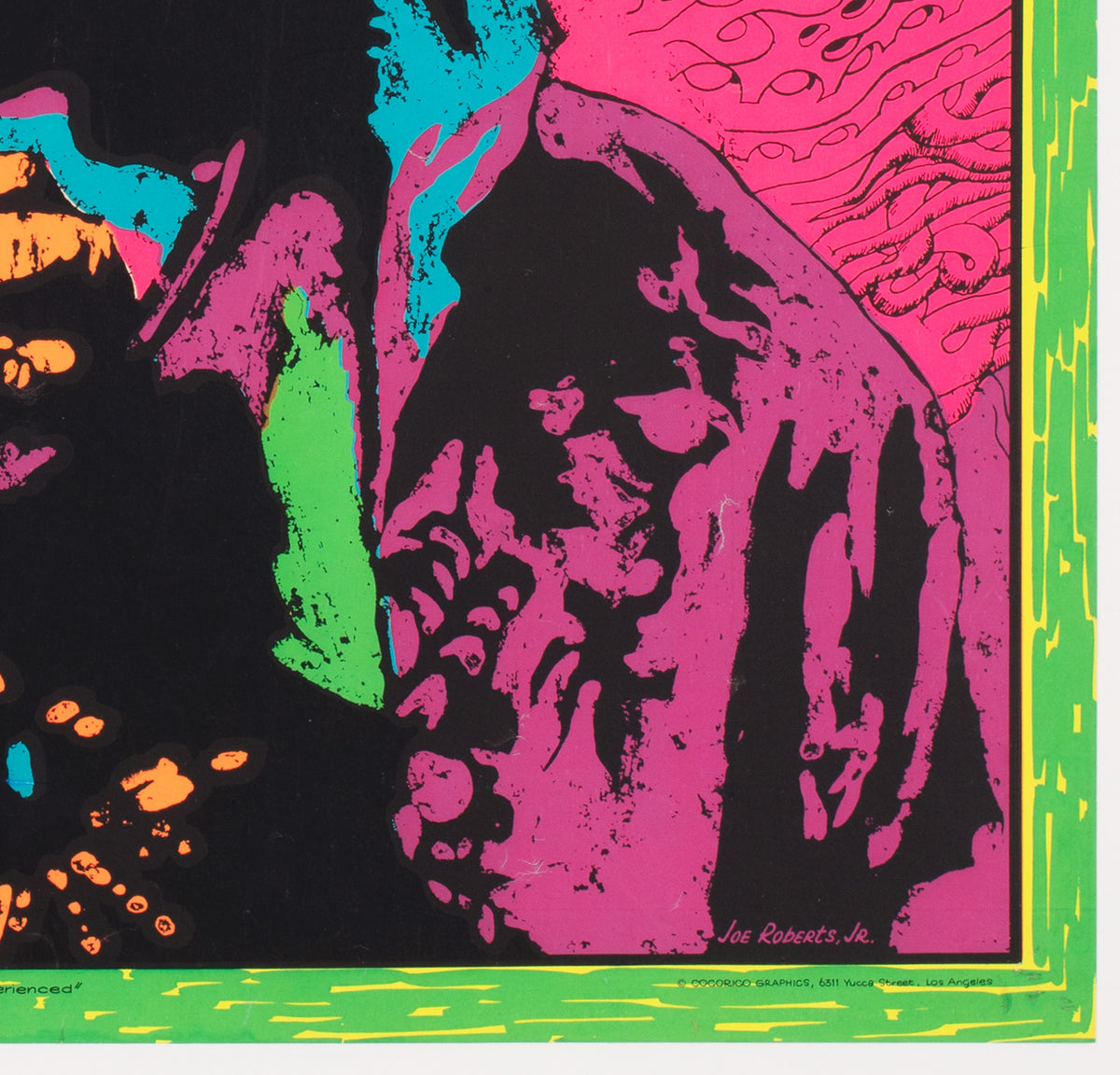 Jimi Hendrix 1960s Blacklight Poster, Joe Roberts Jr - detail
