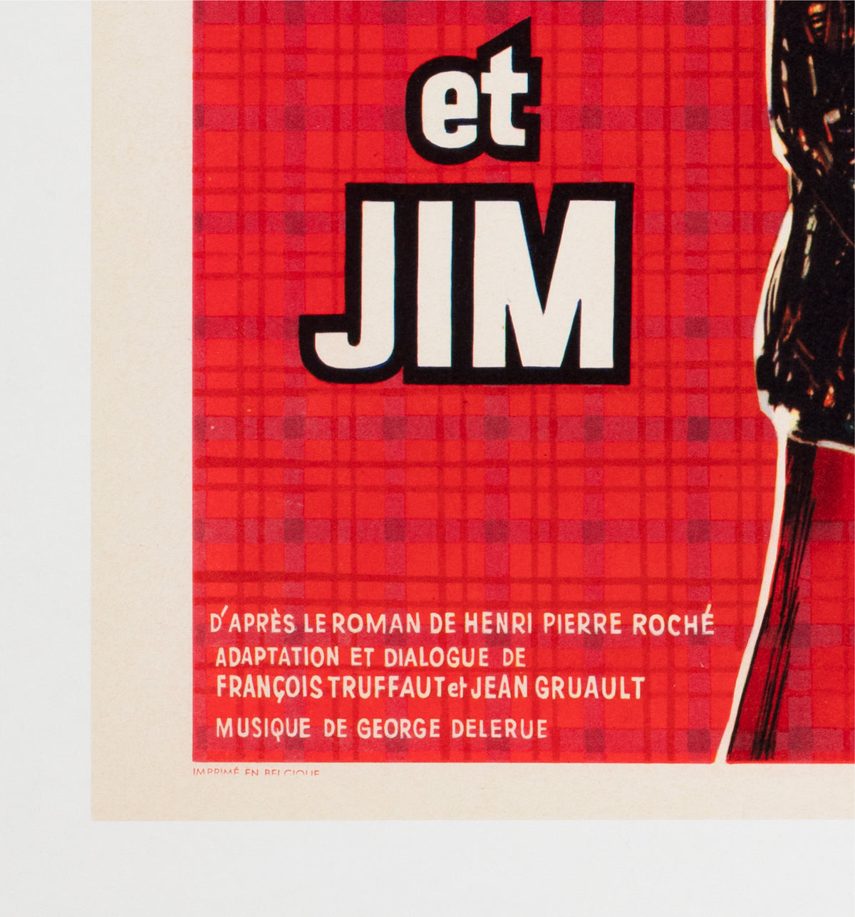 Jules and Jim 1962 Belgian Film Poster - detail