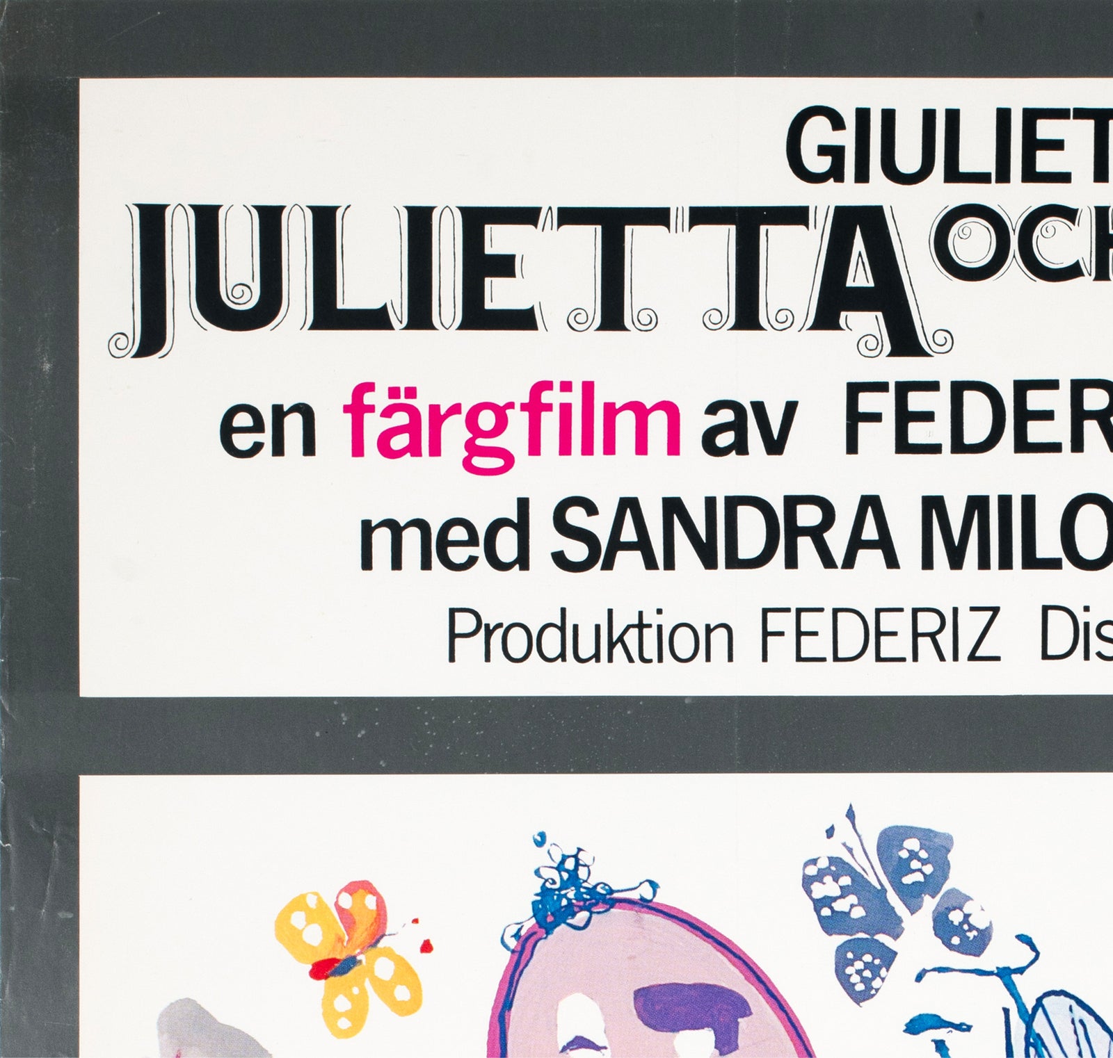 Juliet of the Spirits 1966 Swedish Film Poster Bengt Serenander - detail