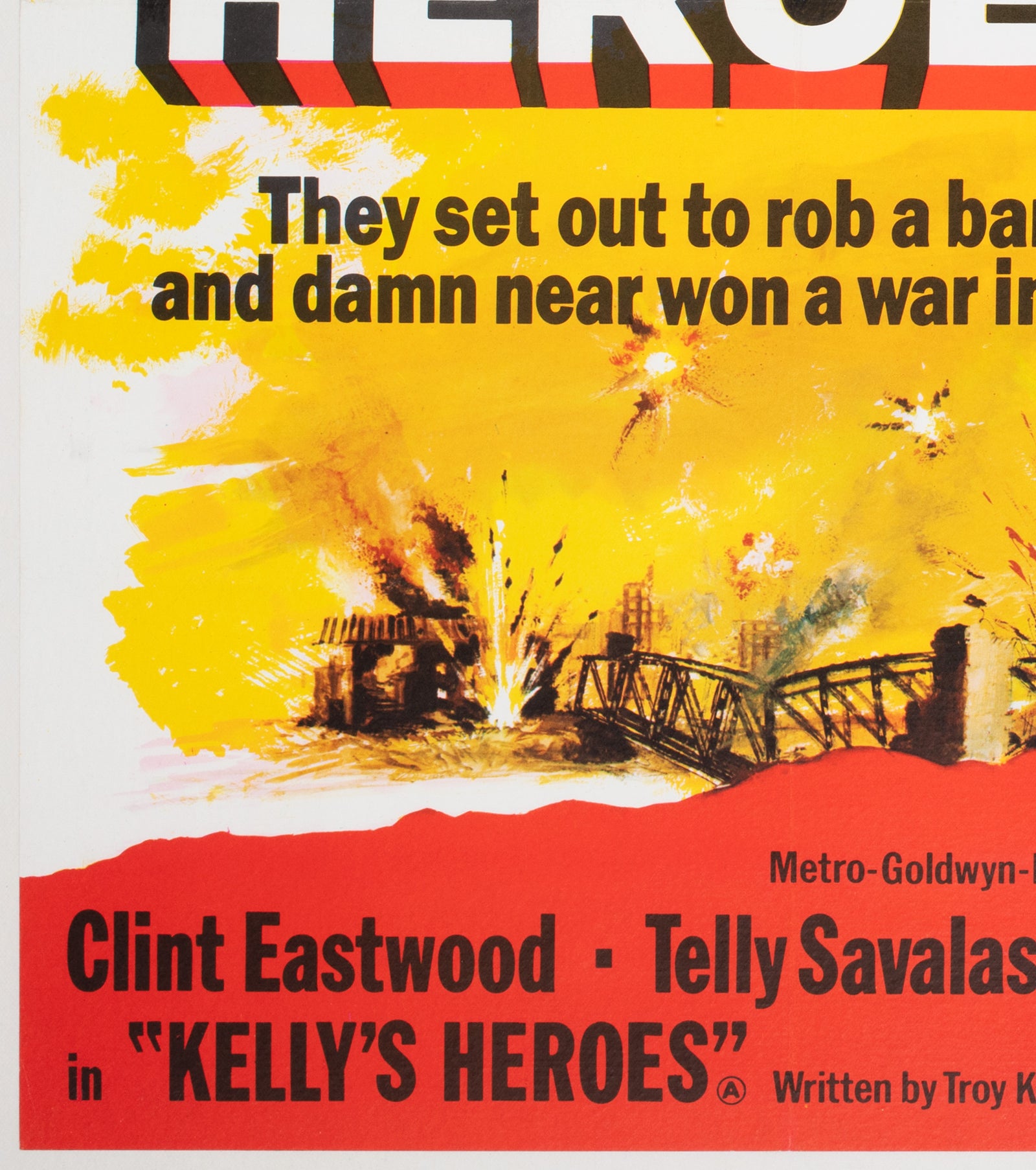 Kelly's Heroes 1970 UK Quad Film Movie Poster - detail