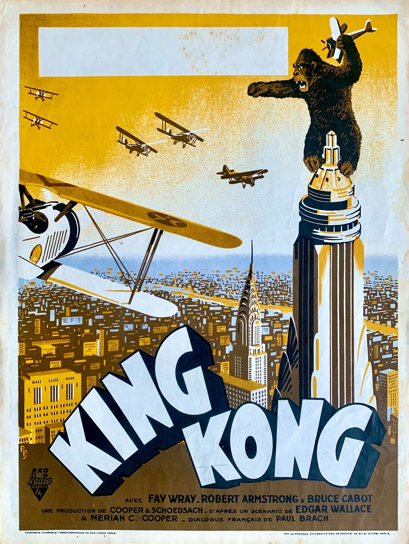 King Kong 1933 French Petite Film Poster, Pierre Pigeot