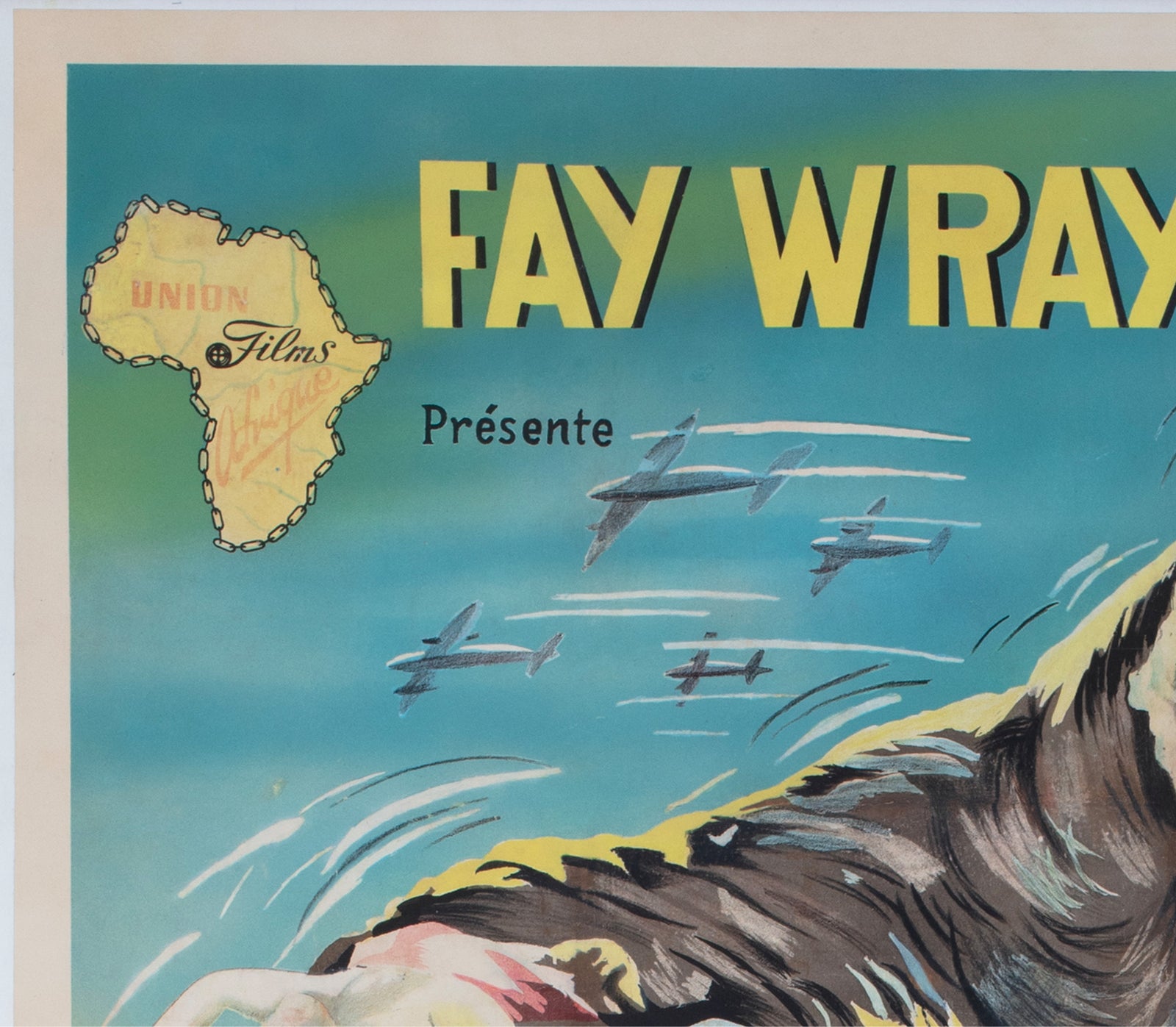 King Kong R1950s French African Moyenne Film Poster - detail