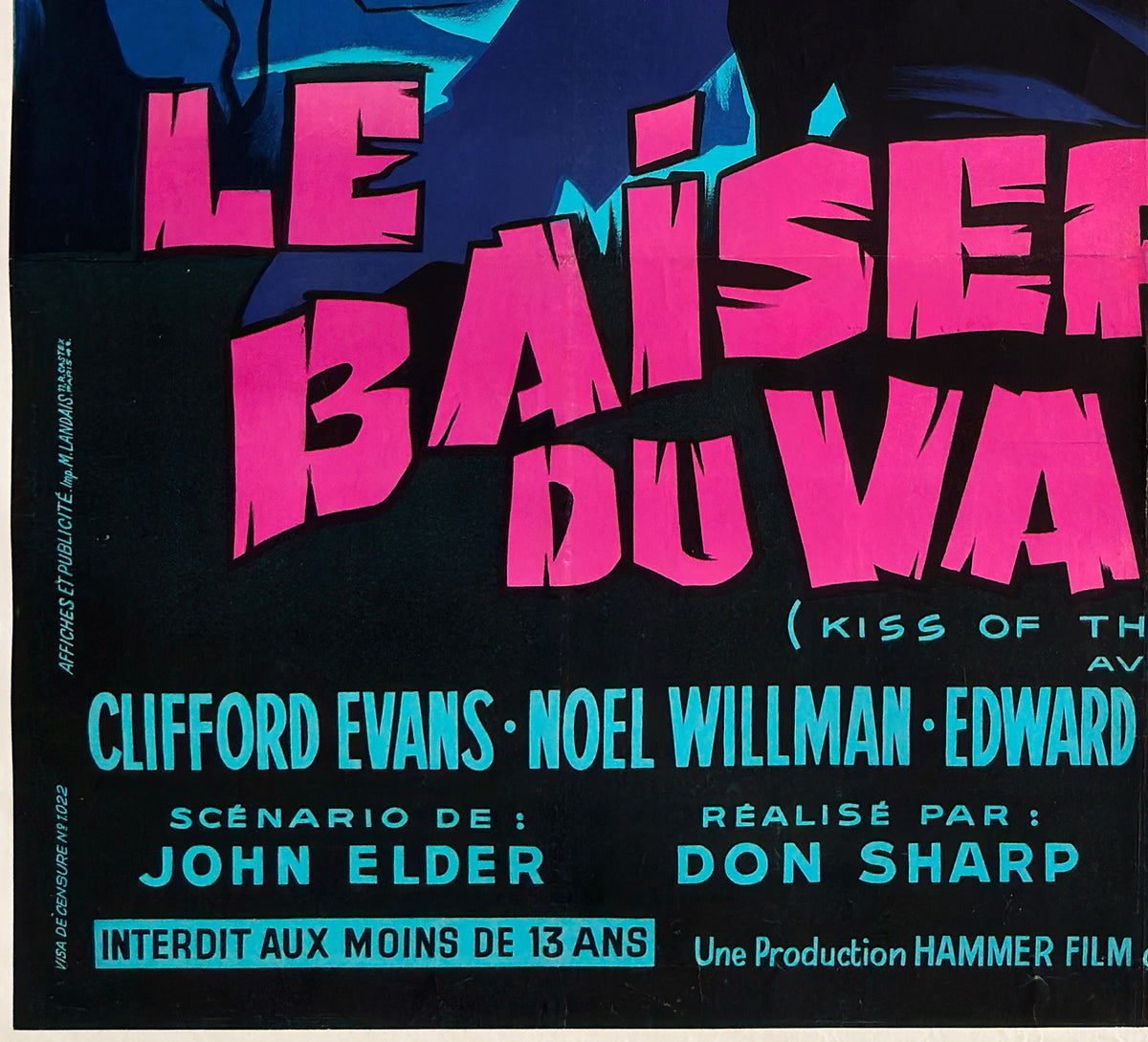 Kiss of the Vampire 1964 French Grande Film Movie Poster, Guy Gerard Noel - detail