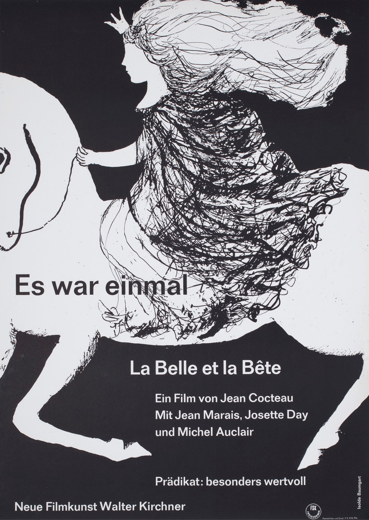 La Belle et la Bete c1960 German A1 Film Movie Poster, Baumgart