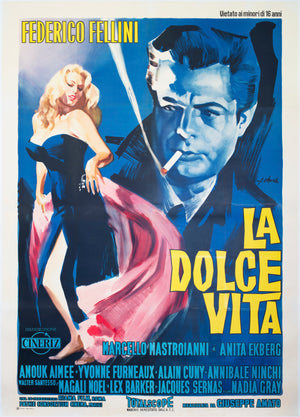 La Dolce Vita 1960 Italian 4 Foglio Film Movie Poster, Giorgio Olivetti