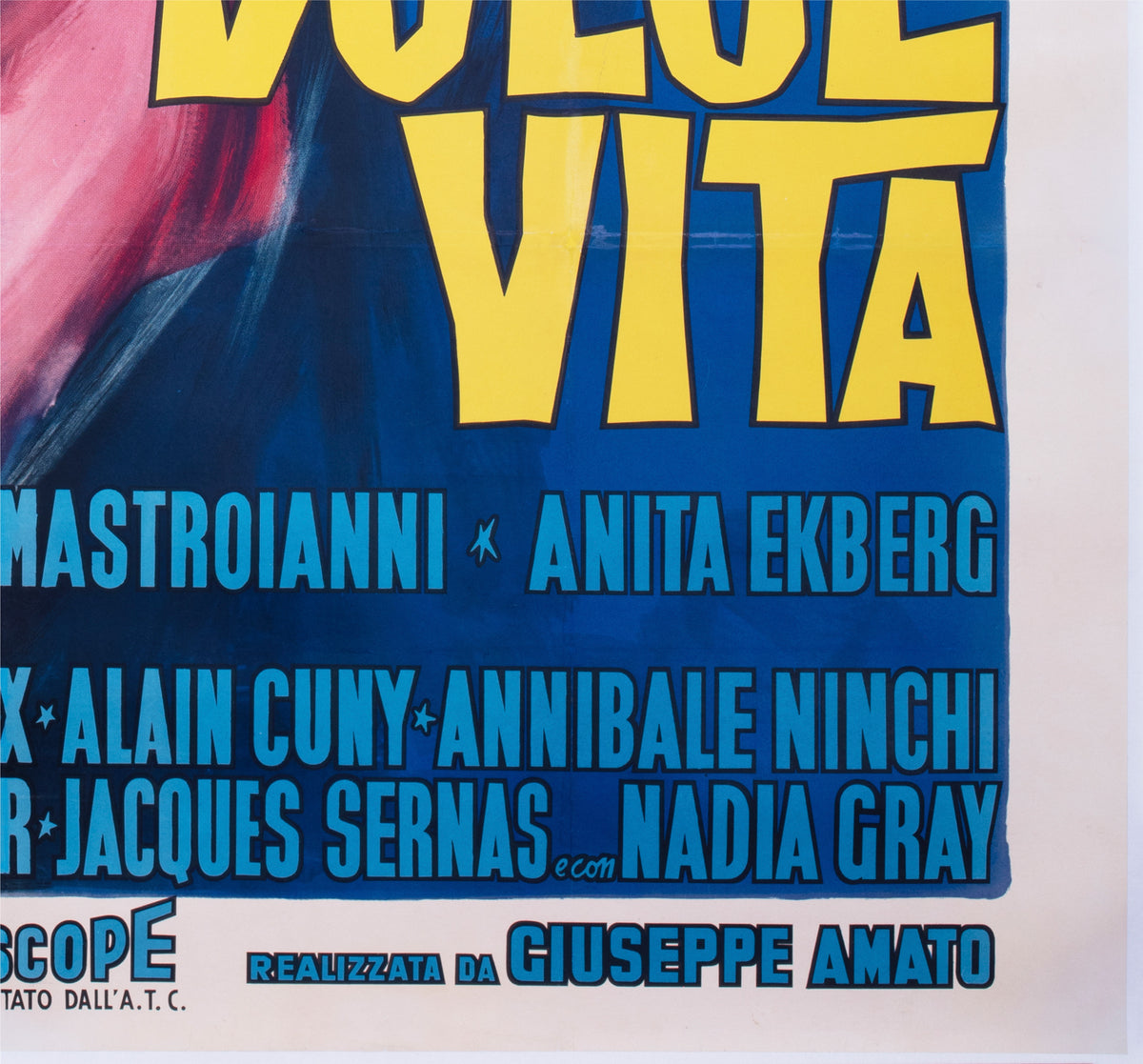 La Dolce Vita 1960 Italian 4 Foglio Film Movie Poster, Giorgio Olivetti - detail