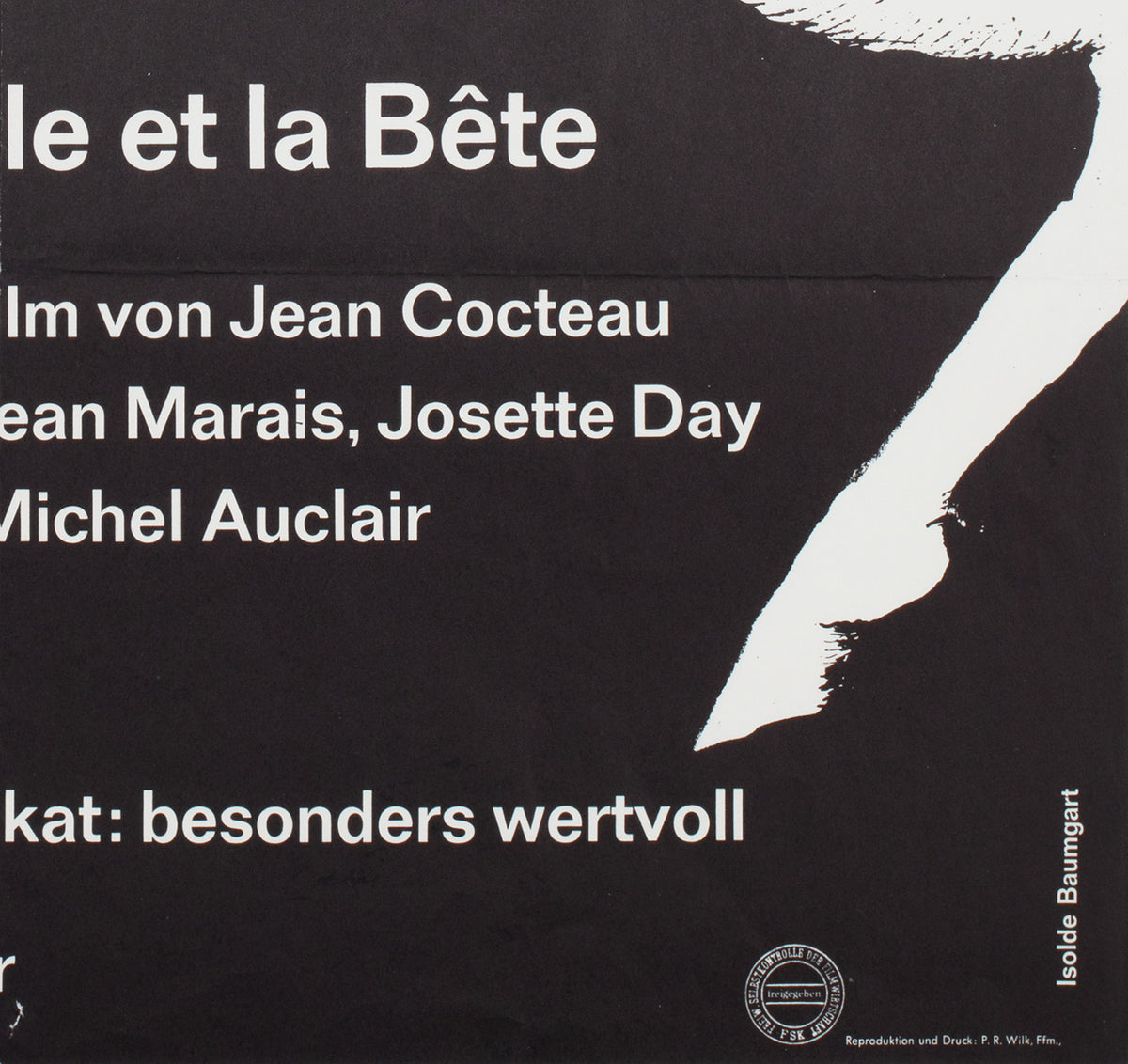 La Belle et la Bete c1960 German A1 Film Movie Poster, Baumgart - detail