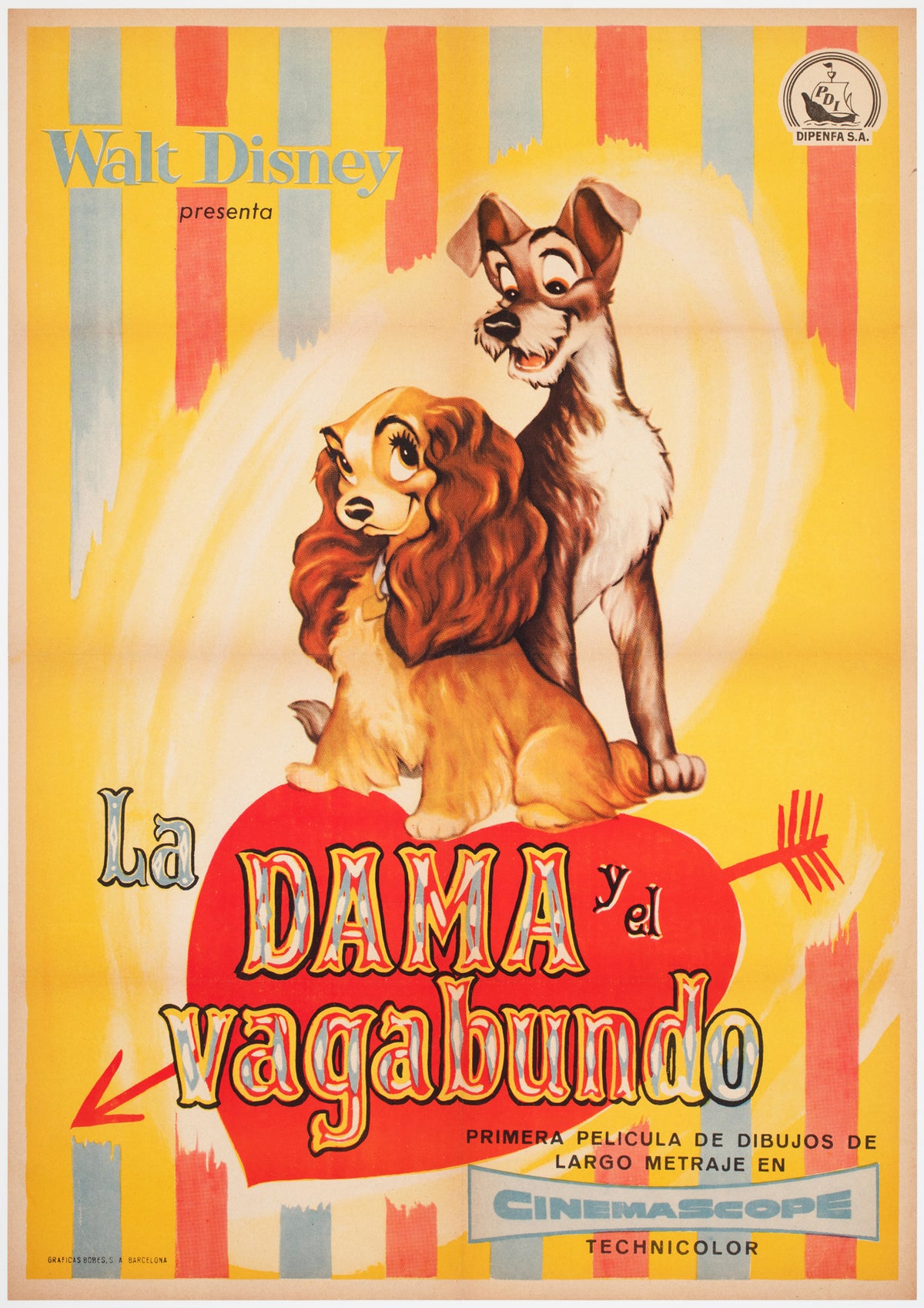 Lady and the Tramp Spanish 1 Sheet Film Movie Poster