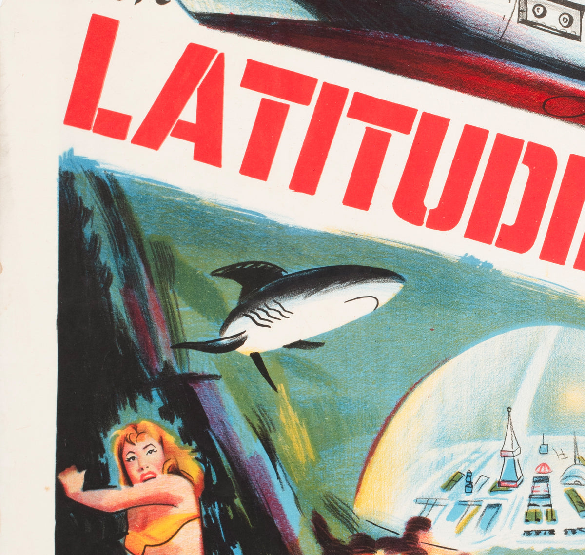 Latitude Zero c1969 Egyptian Film Poster - detail
