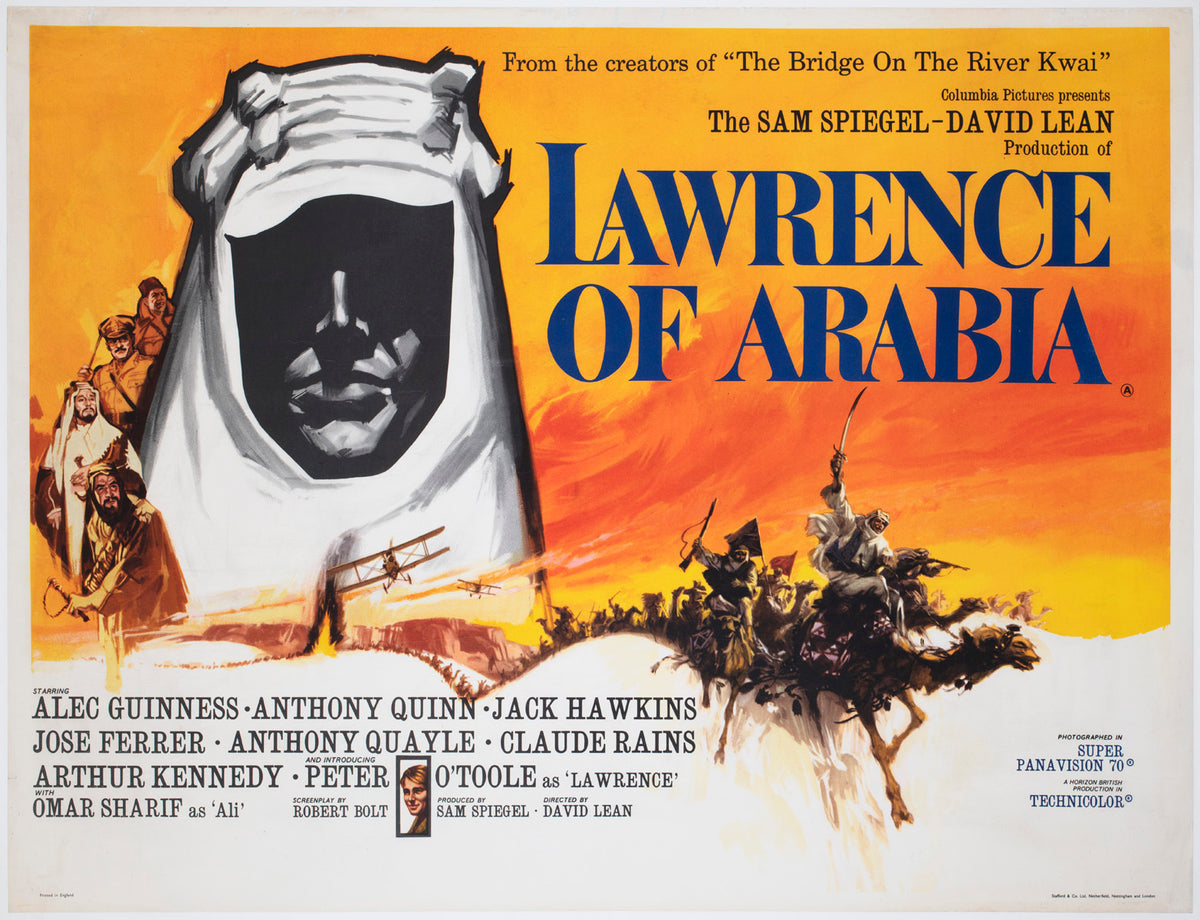 Lawrence of Arabia 1962 Pre-Oscars UK Quad Film Movie Poster, Georges Kerfyser
