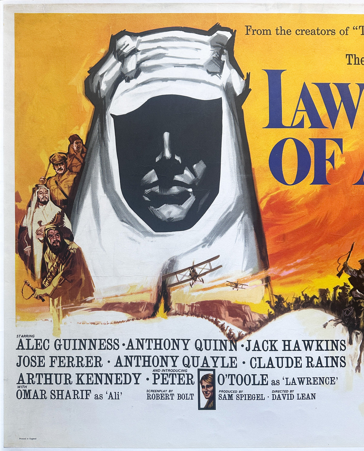 Lawrence of Arabia 1962 Pre-Oscars UK Quad Film Movie Poster, Georges Kerfyser - detail