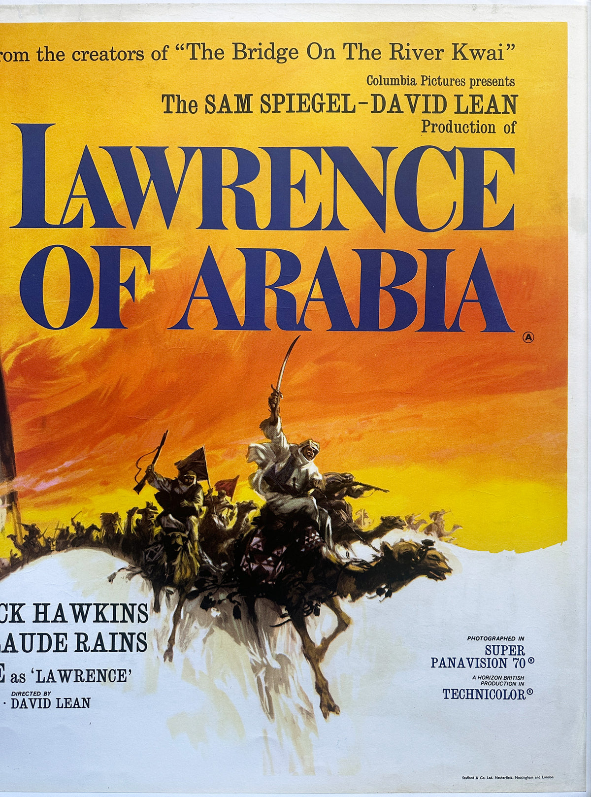 Lawrence of Arabia 1962 Pre-Oscars UK Quad Film Movie Poster, Georges Kerfyser - detail