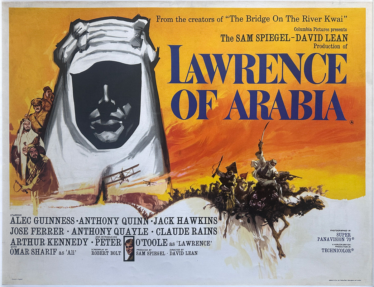 Lawrence of Arabia 1962 Pre-Oscars UK Quad Film Movie Poster, Georges Kerfyser