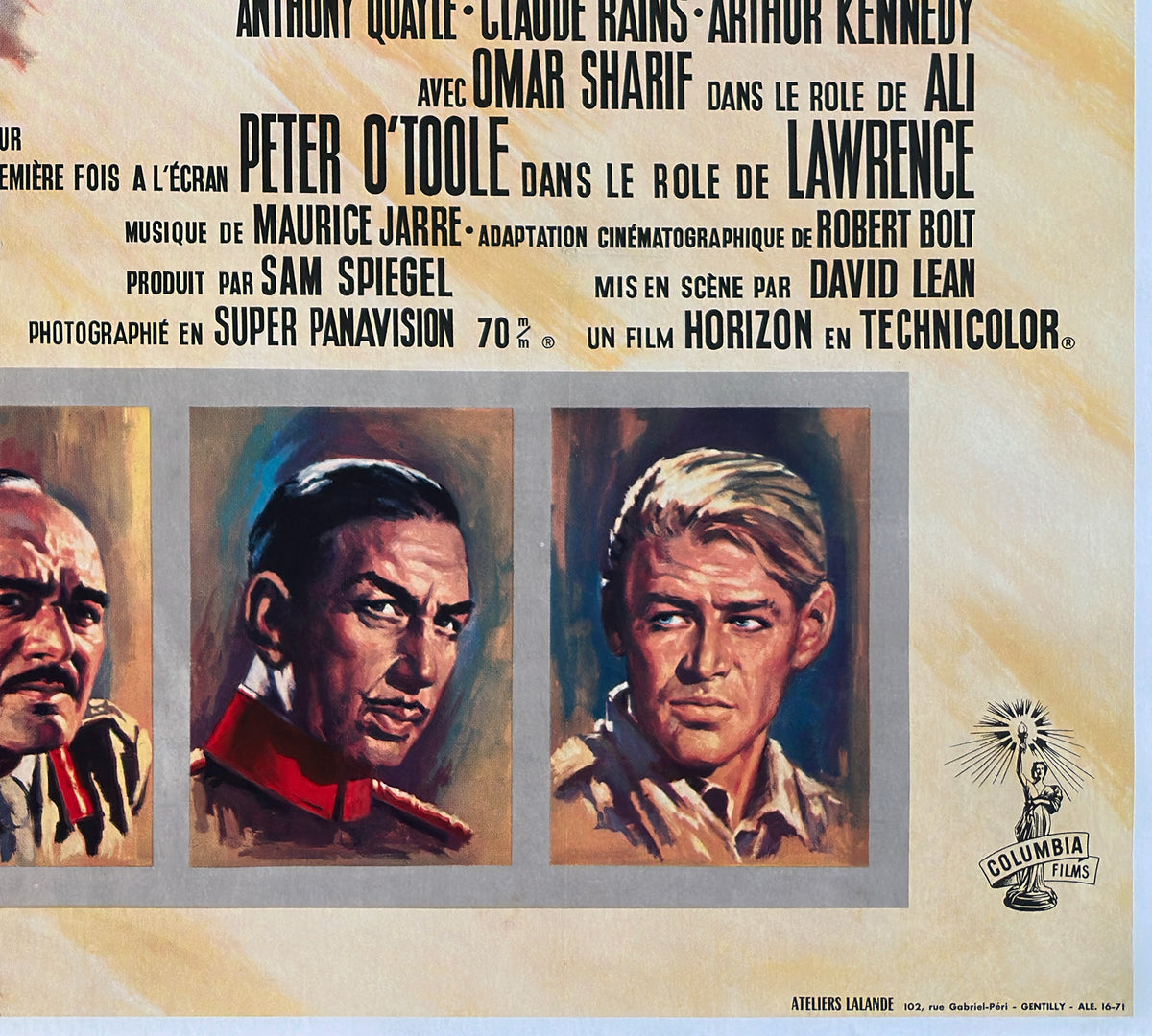 Lawrence of Arabia 1963 French Grande Film Movie Poster - detail