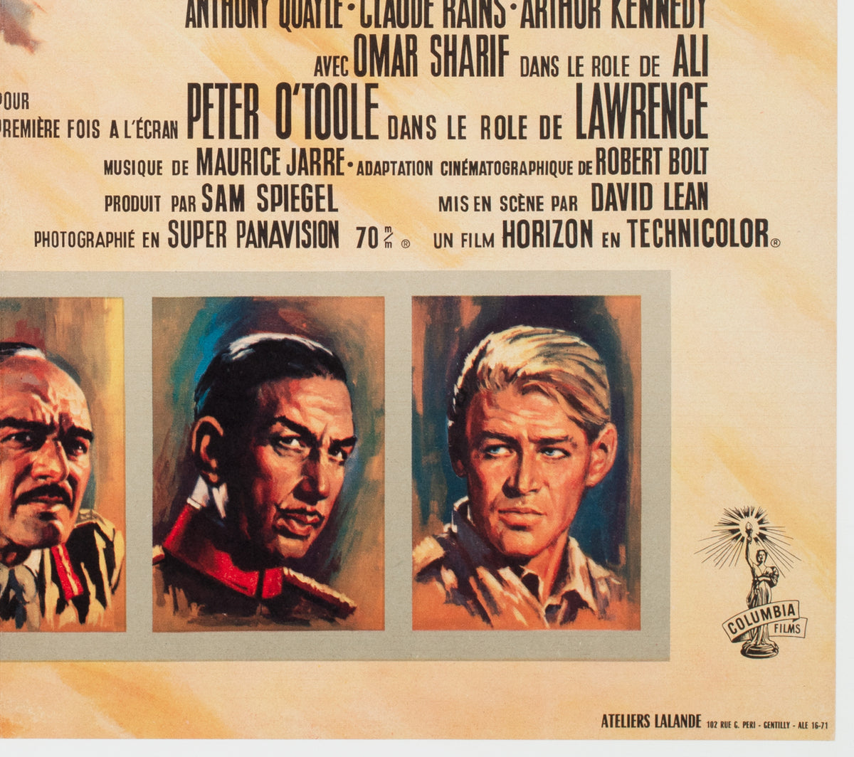 Lawrence of Arabia 1963 French Moyenne Film Movie Poster - detail