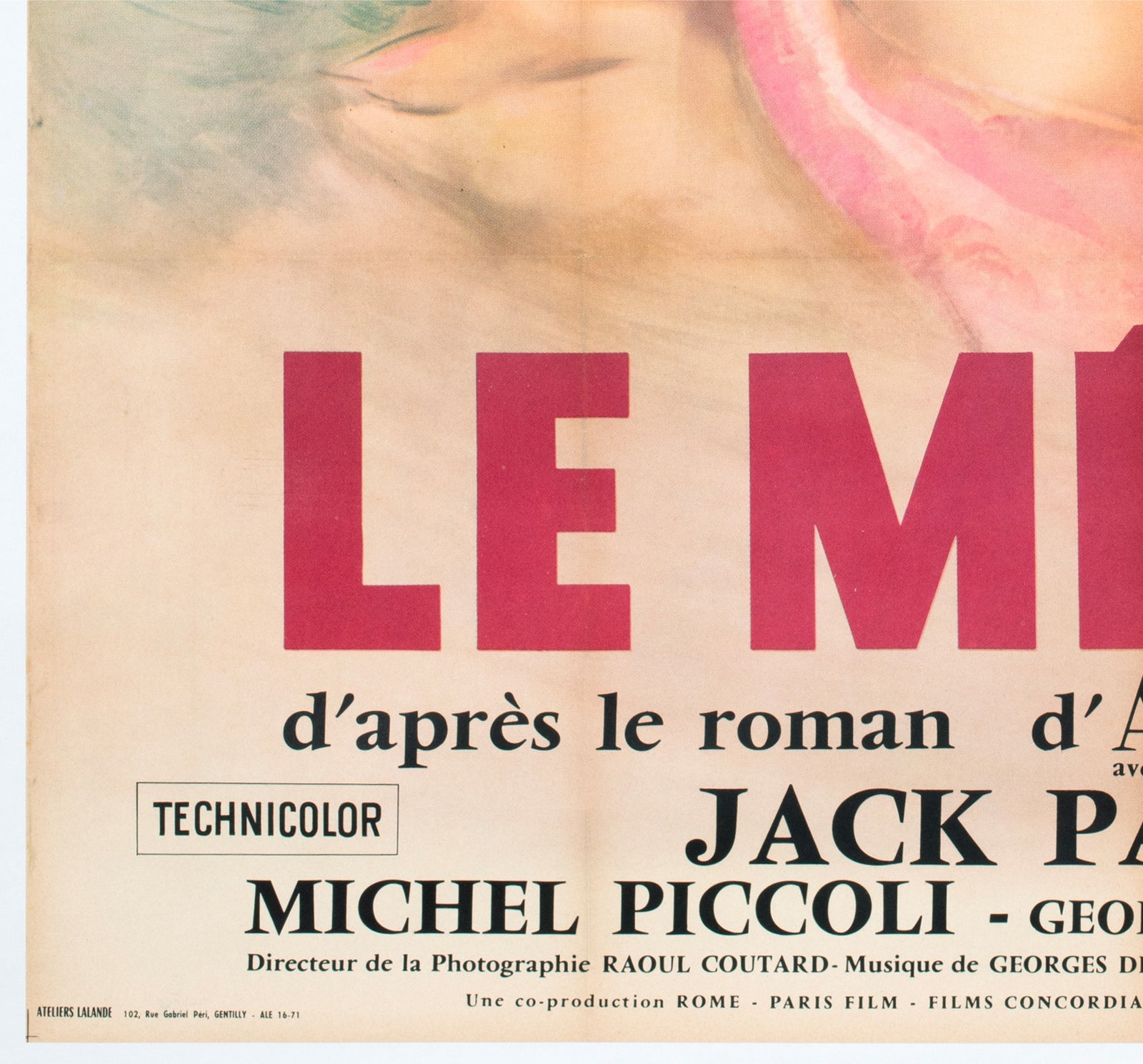 Le Mepris 1963 French Grande Film Poster Georges Allard - detail