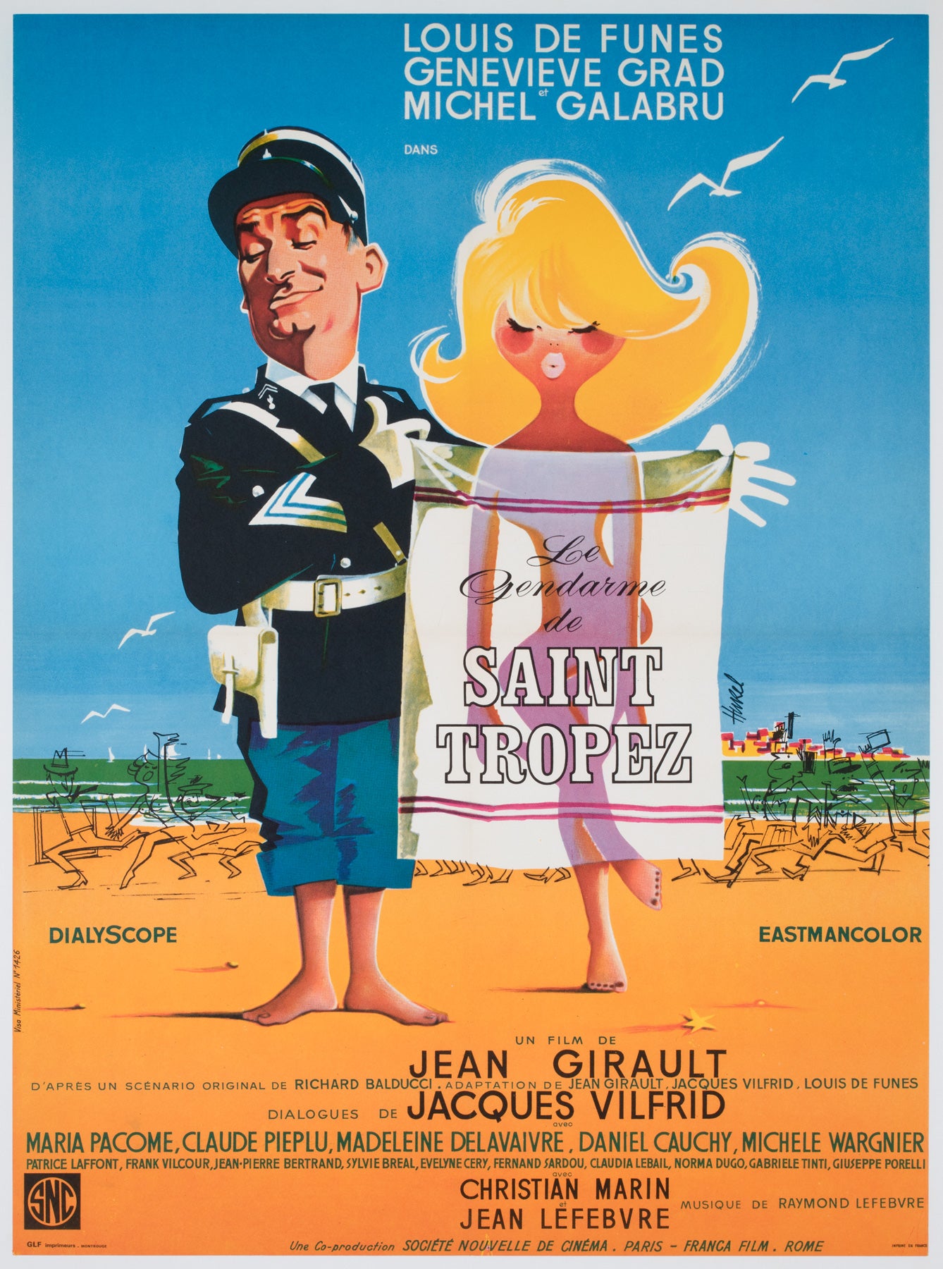 Le gendarme de Saint-Tropez R1966 French Moyenne Film Movie Poster, Clement Hurel