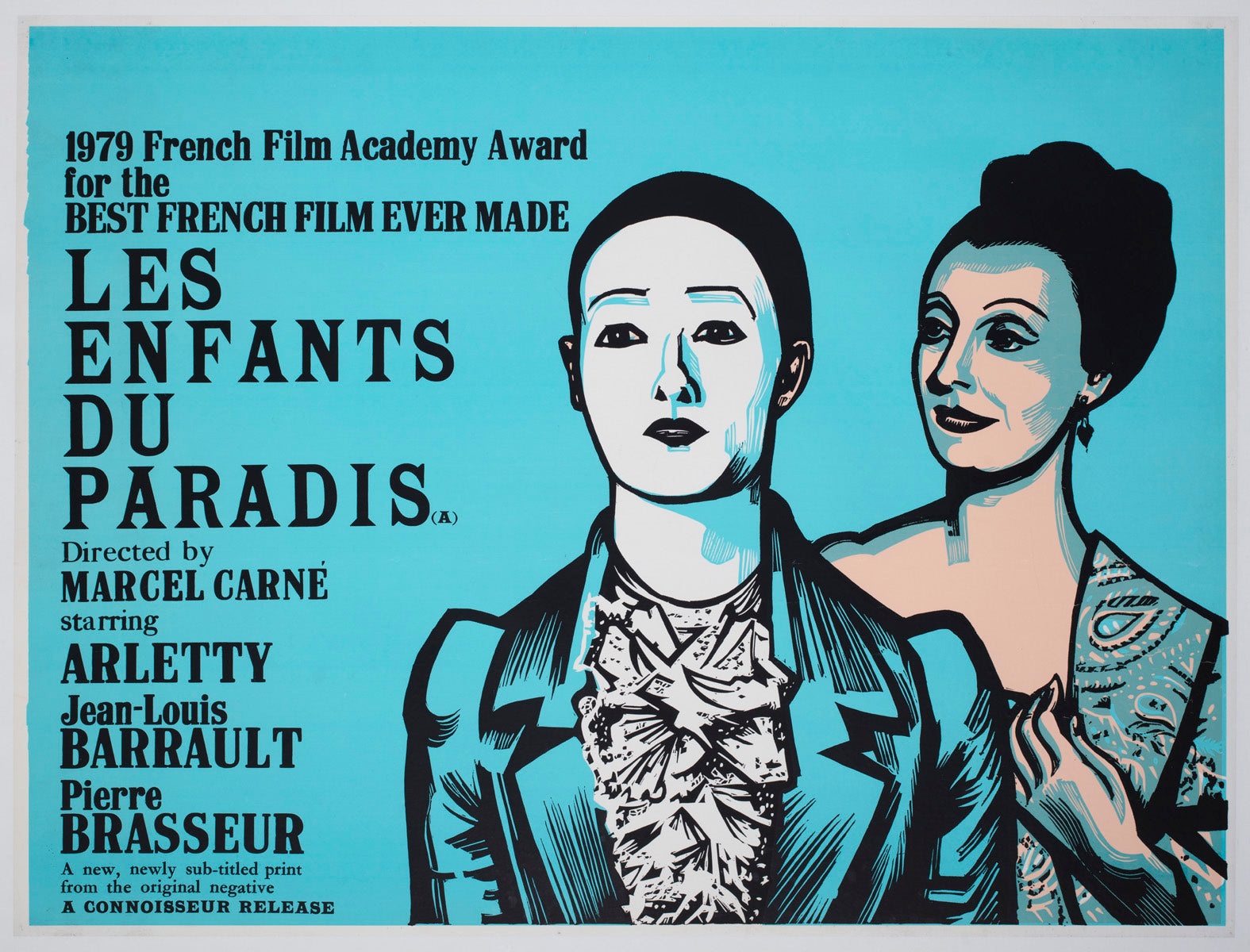 Les Enfants Du Paradis 1970s Academy Cinema UK Quad Film Movie Poster, Peter Strausfeld