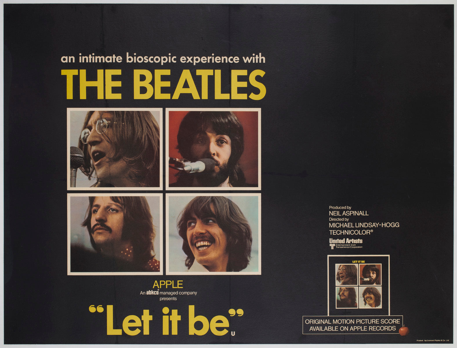 Let It Be 1970 UK Quad Film Movie Poster The Beatles
