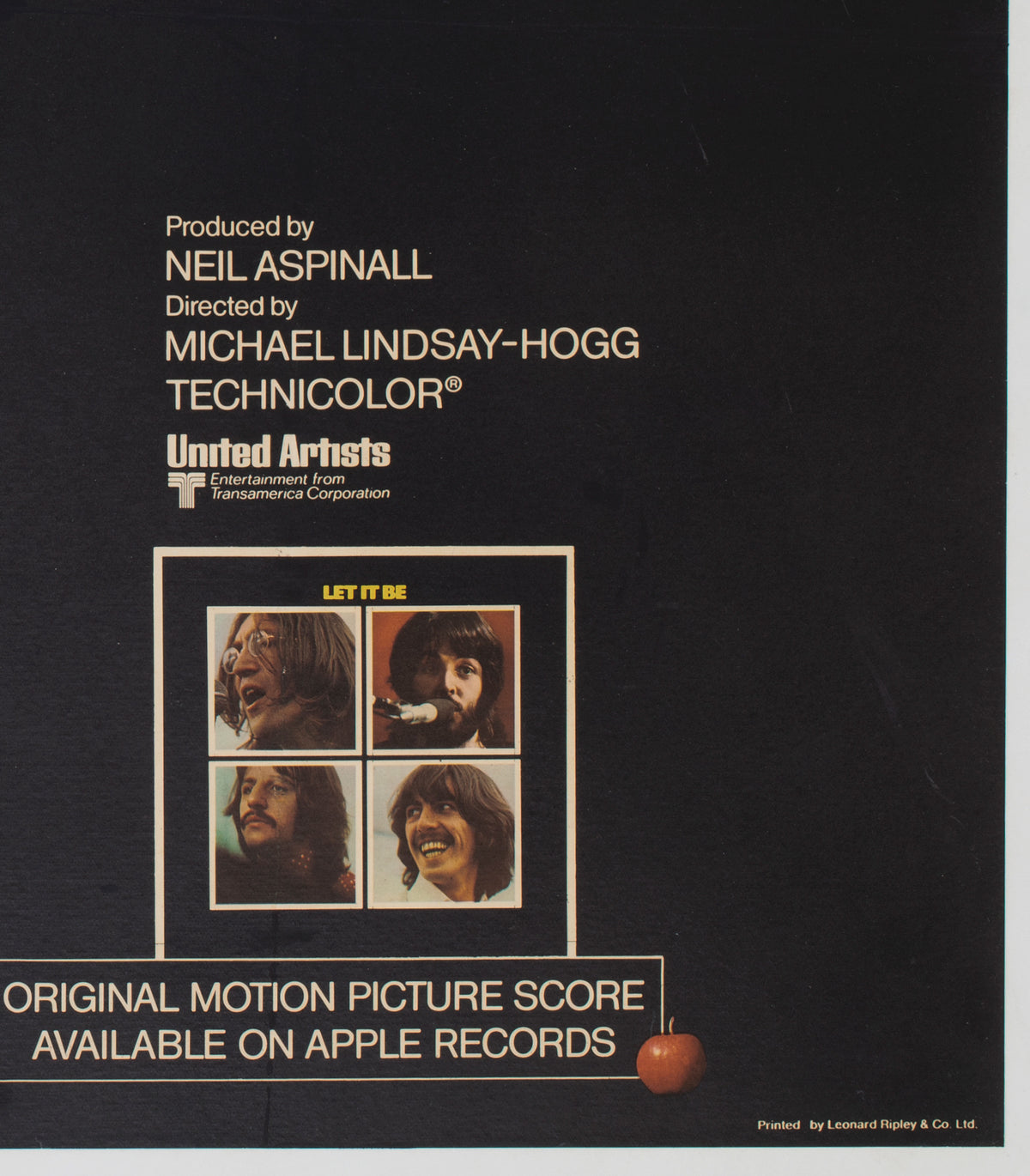 Let It Be 1970 UK Quad Film Movie Poster The Beatles