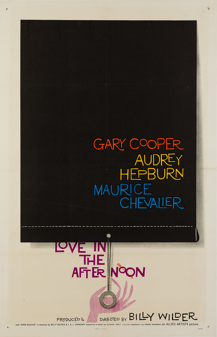 Love in the Afternoon 1957 US 1 Sheet Film Poster, Saul Bass