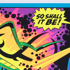 Marvel 1971 Blacklight No4010 Odin and Hela Poster Jack Kirby - detail