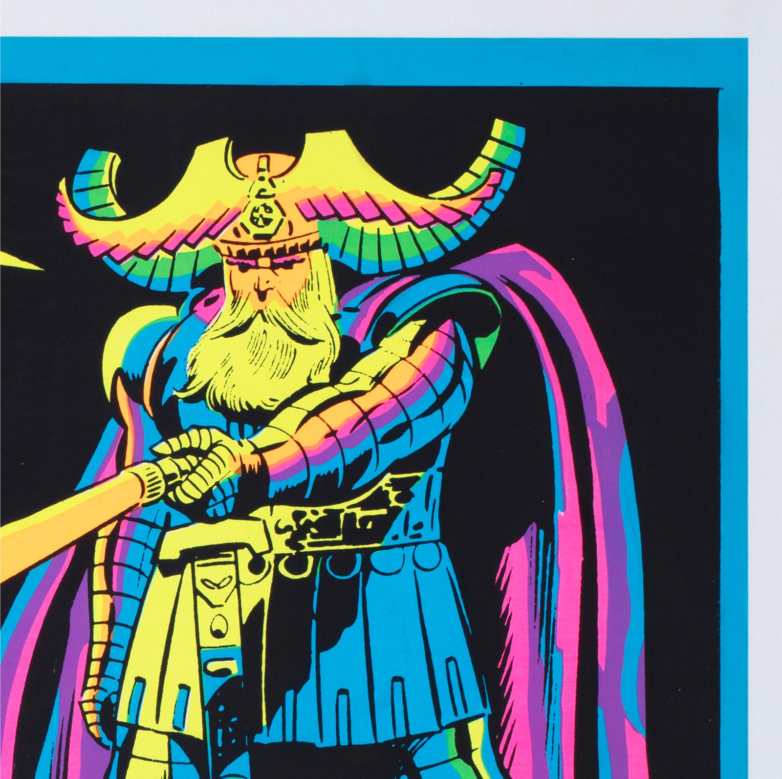 Marvel 1971 Blacklight No4010 Odin and Hela Poster Jack Kirby - detail