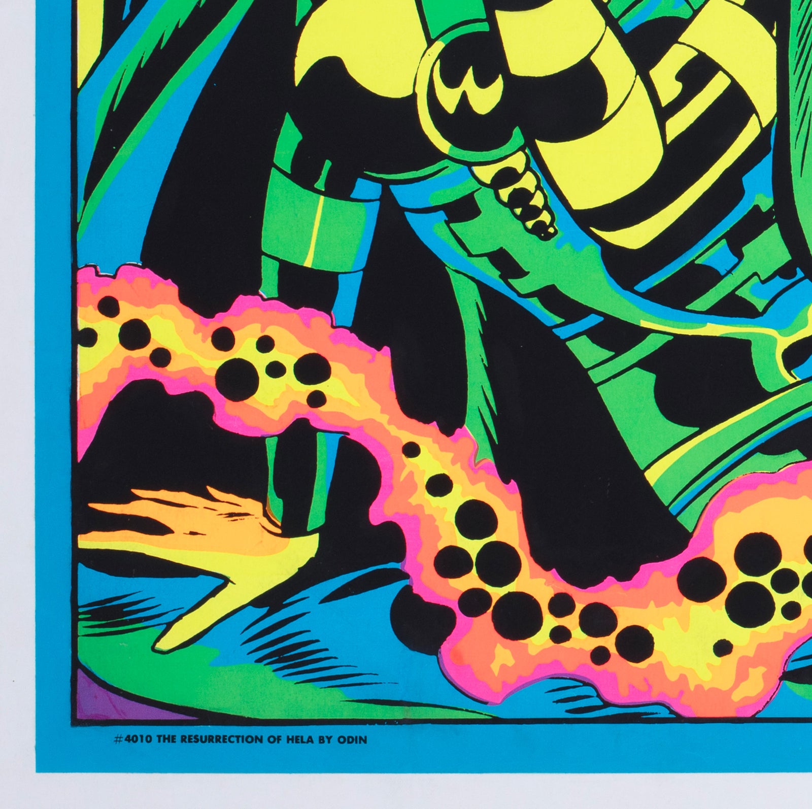 Marvel 1971 Blacklight No4010 Odin and Hela Poster Jack Kirby - detail
