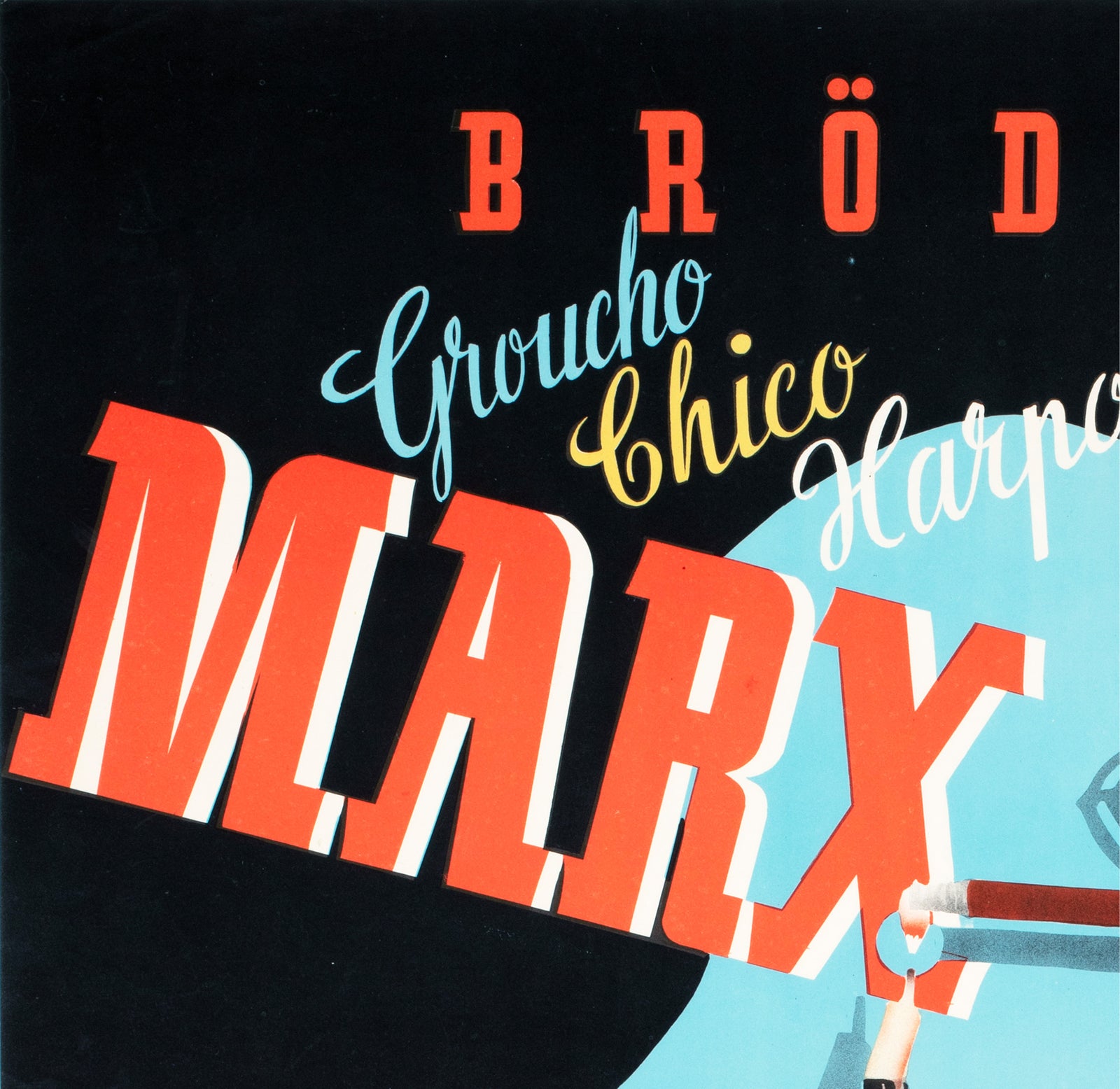 Marx Brothers Go West 1945 Swedish Film Poster - detail