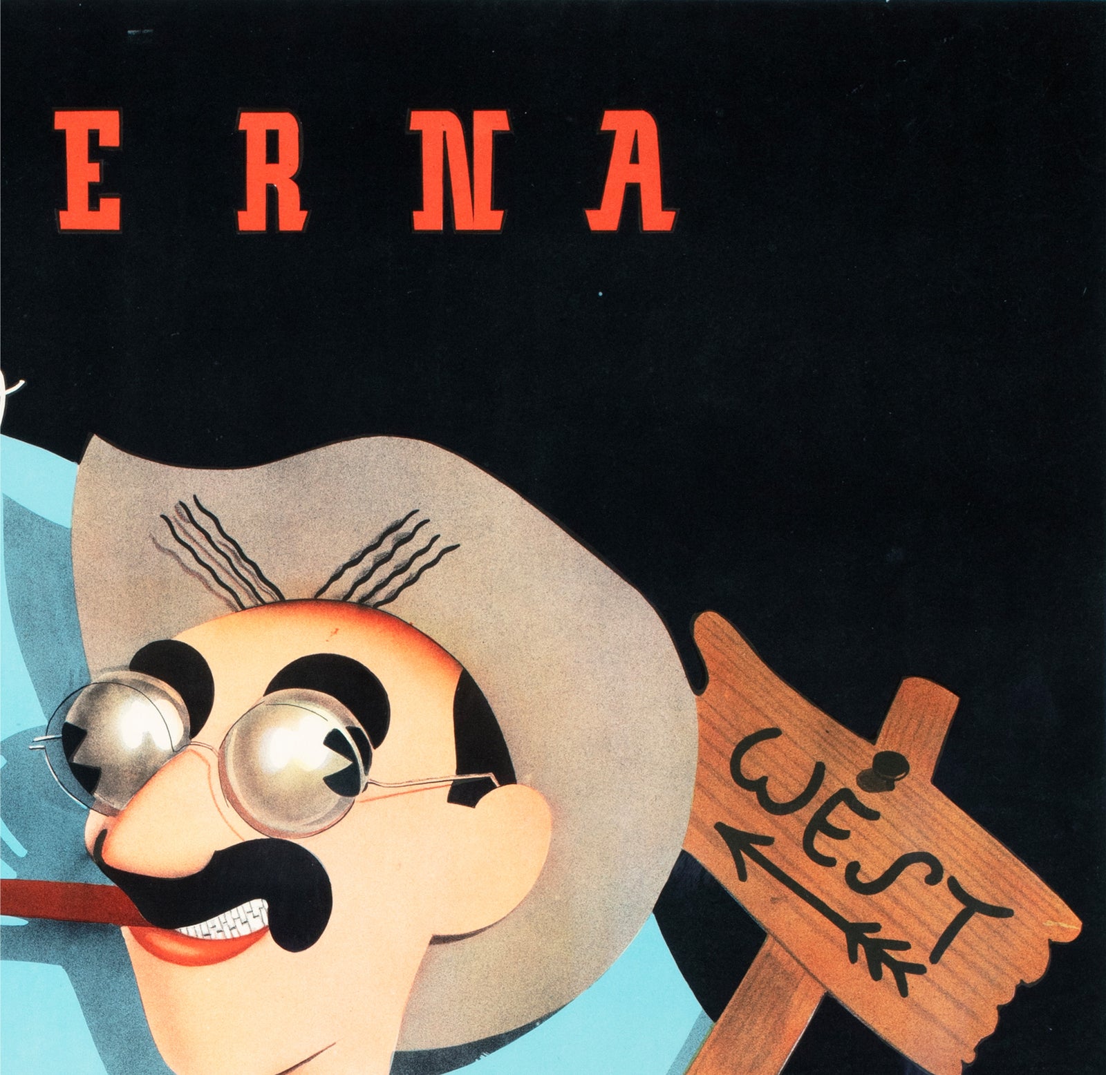 Marx Brothers Go West 1945 Swedish Film Poster - detail