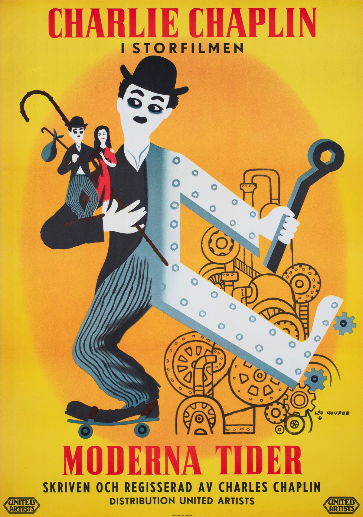 Modern Times R1954 Swedish Film Poster Léo Kouper