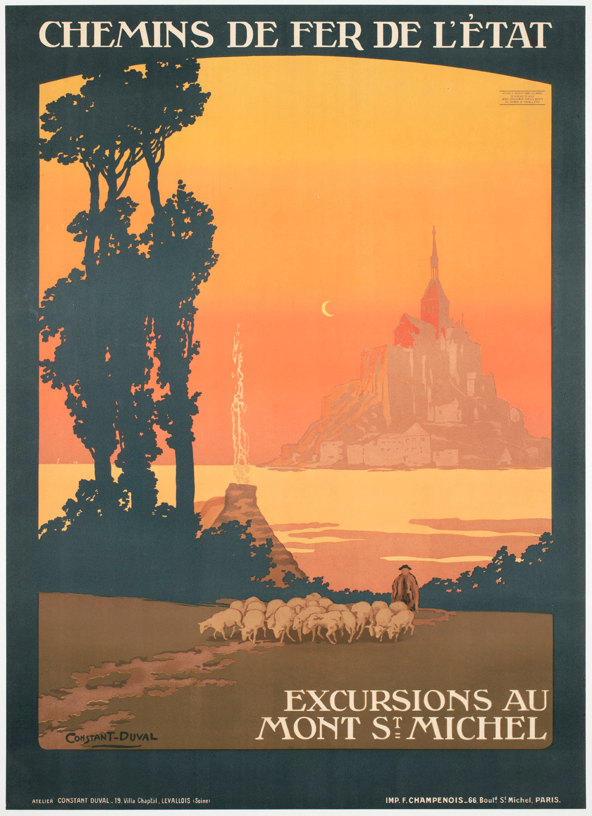 Mont Saint Michel c1920 French Travel Advertising Poster Constant Duval