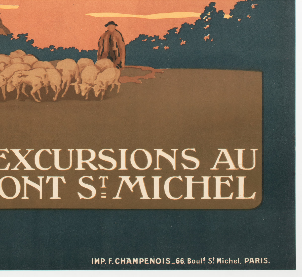 Mont Saint Michel c1920 French Travel Advertising Poster Constant Duval - detail