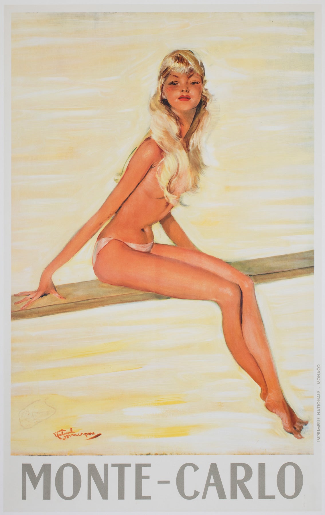 Monte Carlo c1950s Travel Advertising Poster, Jean Gabriel Domergue