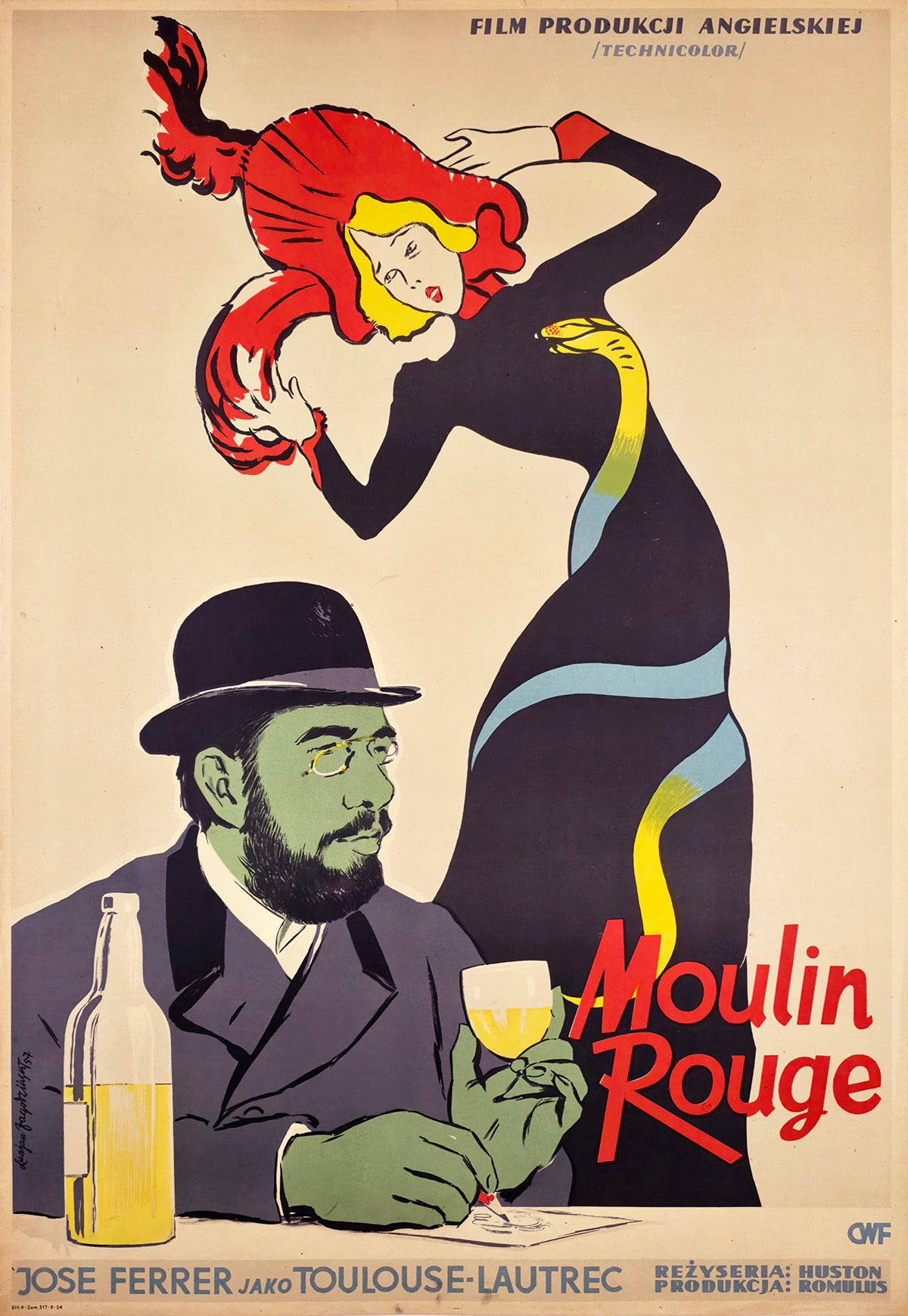 Moulin Rouge 1957 Polish A1 Film Poster Lucjan Jagodzinski