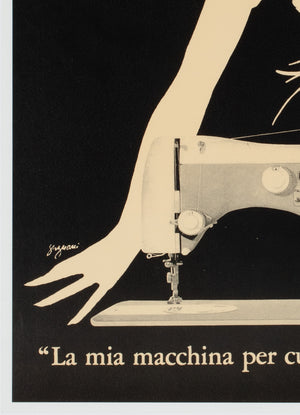 Necchi 1980s Italian Sewing Machine Advertising Poster, Jeanne Grignani - detail